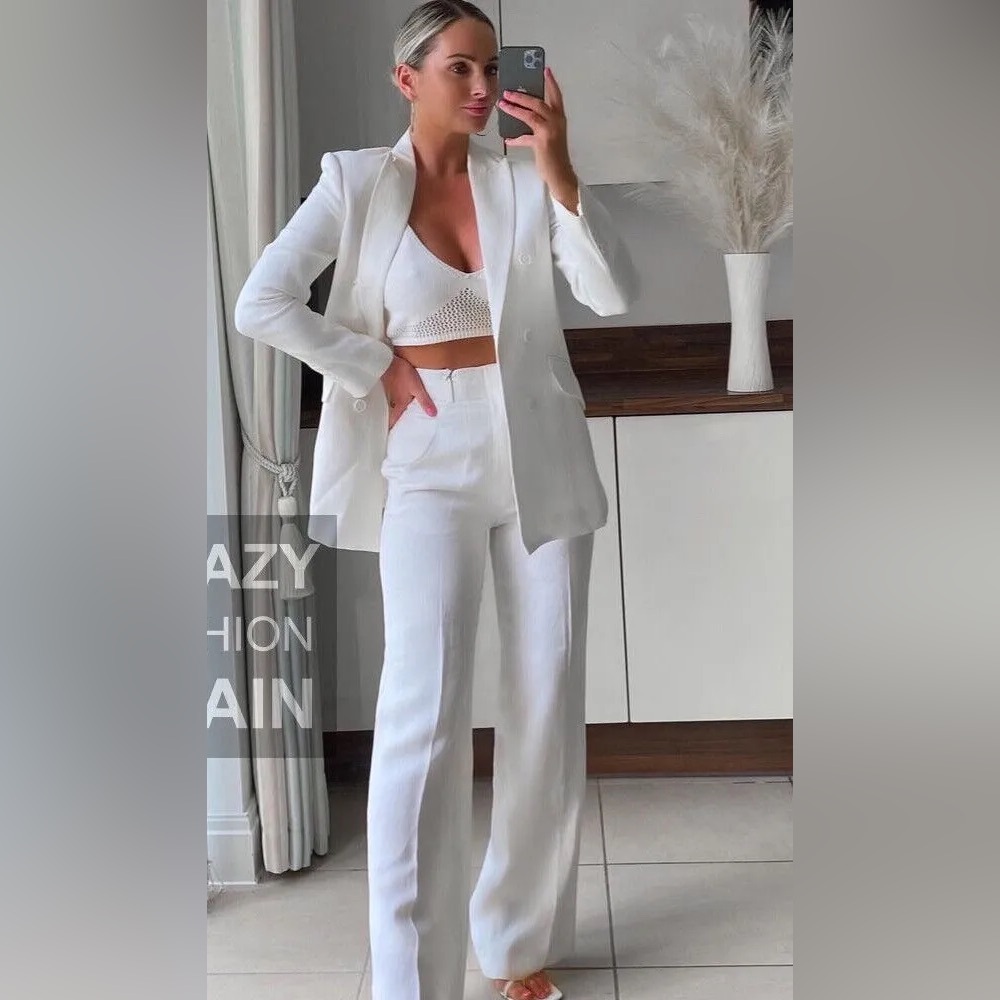 Zara 100% quality linen fill pants suit